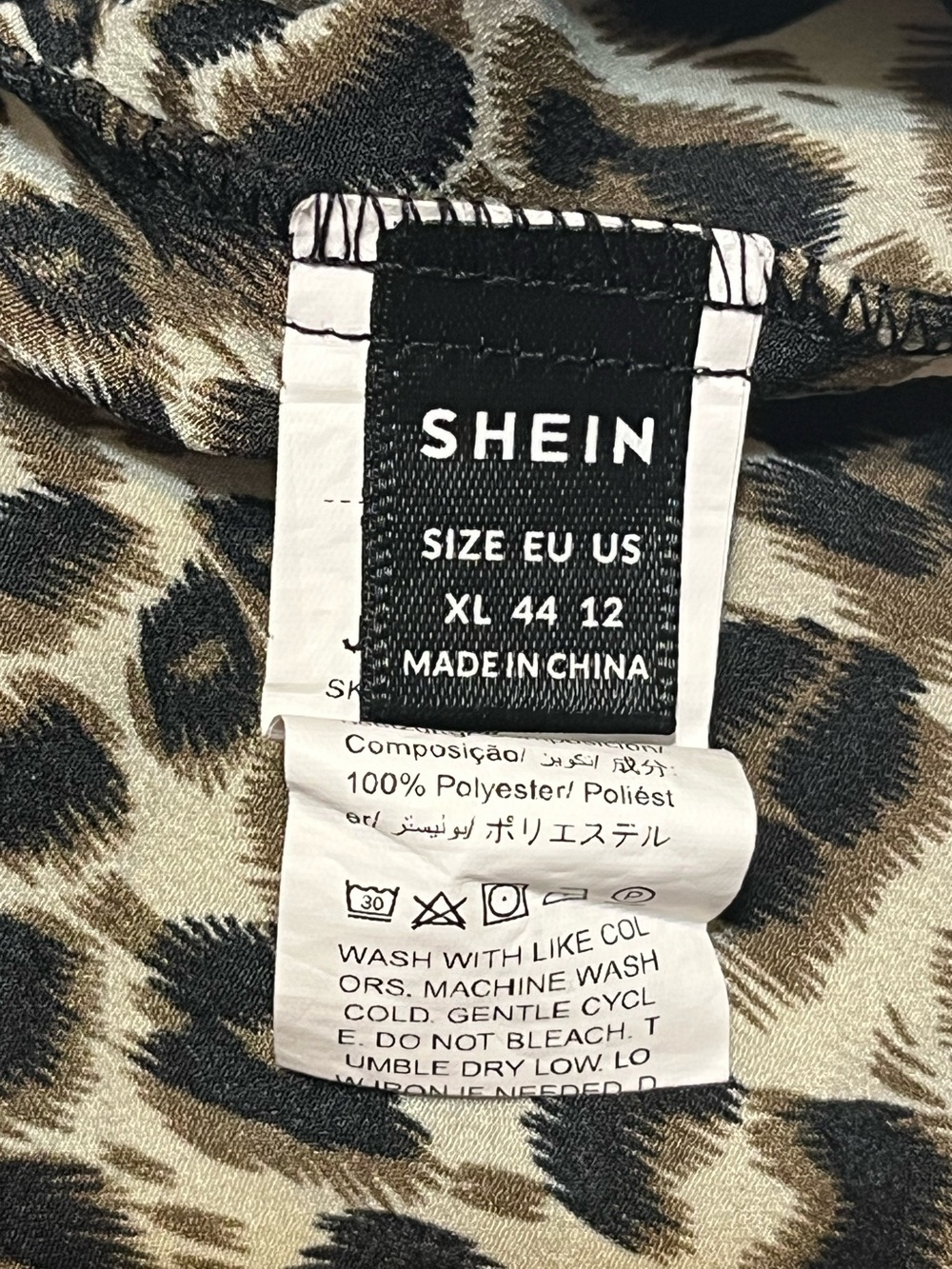 Leopard Print V-Neck Cami Tank Top - Black & Cream - Picture 5 of 7
